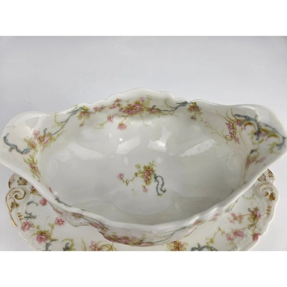 Haviland Limoges‎ Berry Bowl w Attached Underplate & Cabinet Plate